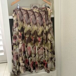 Coldwater Creek Silk Floral Midi Skirt Medium Whimsy XL
